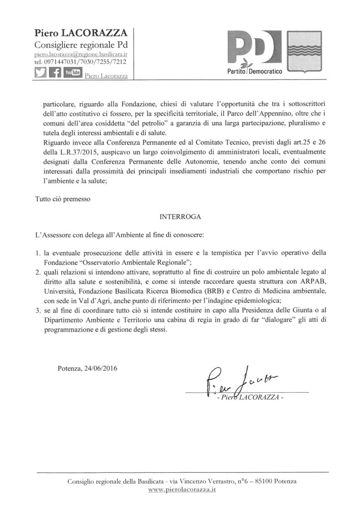 Interrogazione su Fondazione Osservatorio Ambientale_2